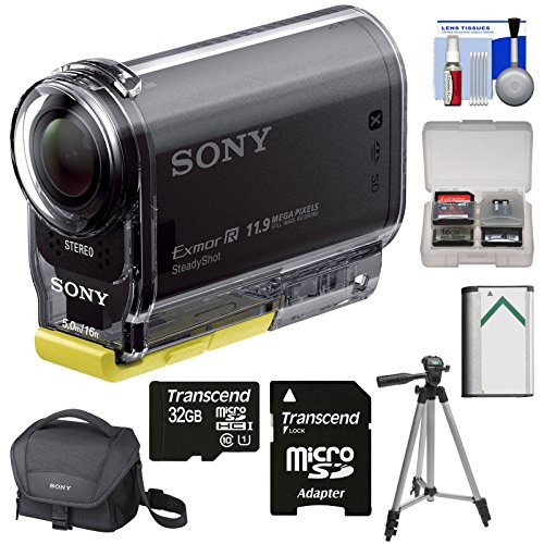 Sony Action Cam HDR-AS20 Wi-Fi 1080p HD Video Camera Camcorder with 32GB Card + Battery + Case + Tripod + Accessory Kit