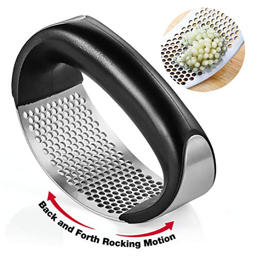 GuDoQi Garlic Press Rocker Stainless Steel Ginger Crusher Squeezer with Ergonomic handle Easy to Clean