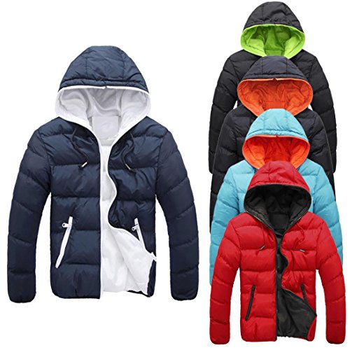 Chaquetas de hombre, Manadlian Hombres Abrigo grueso invierno con capucha Delgado Casual Una chaqueta abrigada Anorak Sobretodo con capucha (XL, Verde)