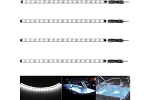 Vbakor Boat Led Strip Lights, 4 Pcs 24'' Marine Interior Courtesy Deck Navigation Lights, Super Bright Waterproof Marine Led Lights Strip for 12V Pontoon Fishing Boat Yacht Kayak Sailboat (White)