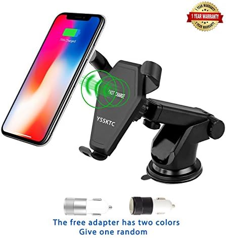 Wireless Car Charger Mount,YSSKTC Gravity Linkage Charging for iPhone X, 8/8 Plus Samsung Galaxy S8, S7,S6/S7 Edge, Note 8 5 & Qi Enabled Devices