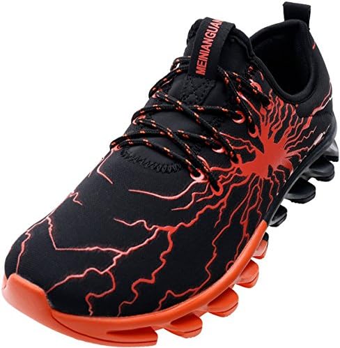 PORTANT Men's Fashion Sneaker Casual Slip On Walking Shoe Workout Fitness for Gym Black Orange 8 D(M) US