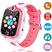 Smart Watch for Kids with GPS Tracker, Kids Waterproof Smartwatch Phone with Games Touch Screen SOS Call Voice Chatting Holiday Birthday Gift for Boys Girls Aged 4-12 Year Old (Pink)
