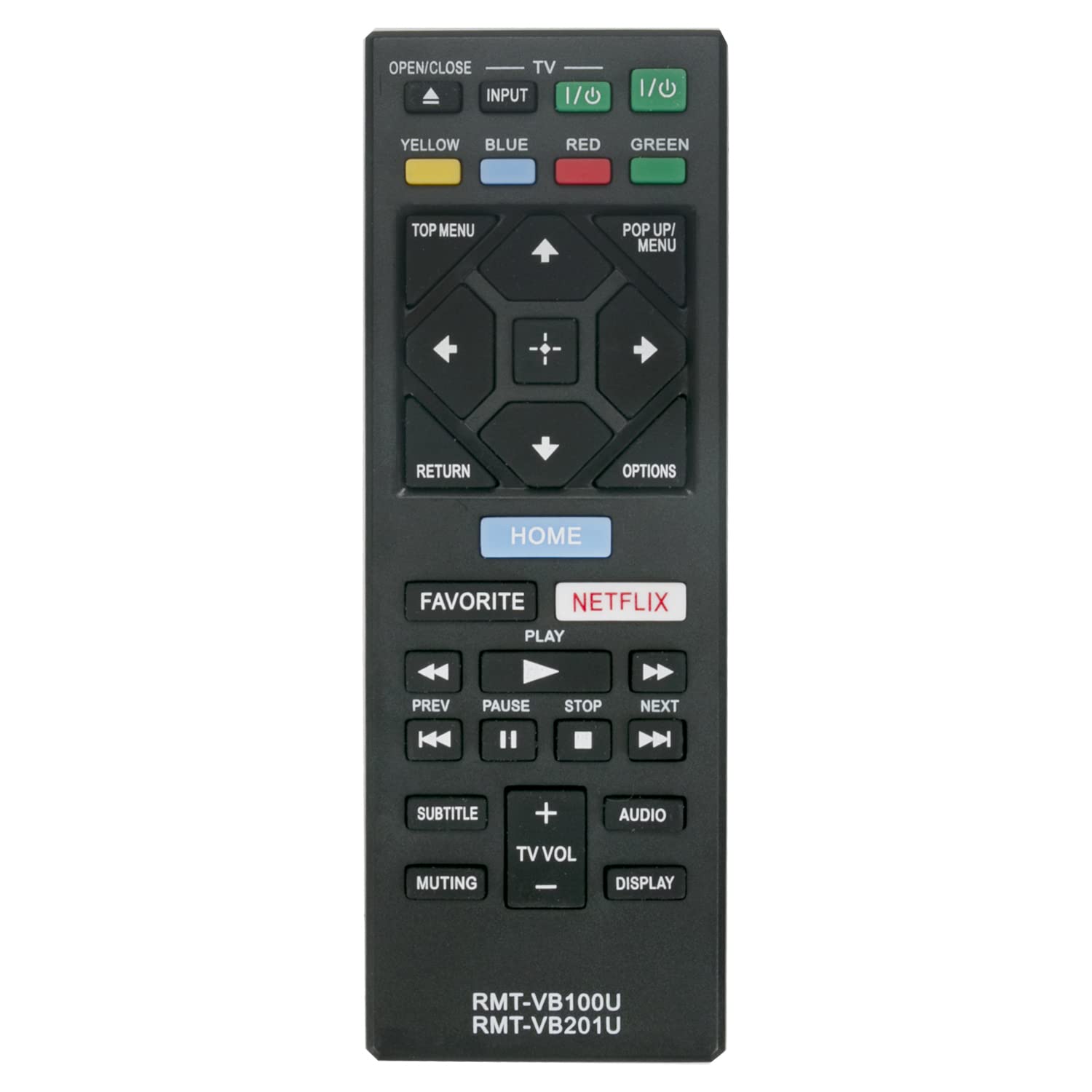 VINABTY Replacement Remote Control Fit for Sony Blu-ray Disc DVD Player BDP-S5500 BDP-S4500 BDP-S1500 BDP-S3500 BDP-S6500 BDP-S3700 BDP-S1700 Remote RMT-VB100U RMT-VB201U RMT-VB100E RMT-VB100I