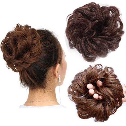 Messy Bun Hair Piece Thick Updo Scrunchies Synthetic Hair Extensions Ponytail Hair Wig Hairpiece Dark Wine