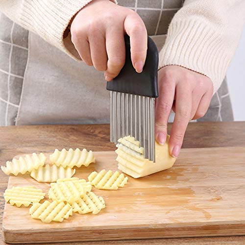 MUZOCT Onion Holder with Vegetable Crinkle Cutter Slicer Choppe Stainless Steel Cutting Kitchen Gadget