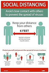 NMC PST148PP Social Distancing Poster, 18 X 12
