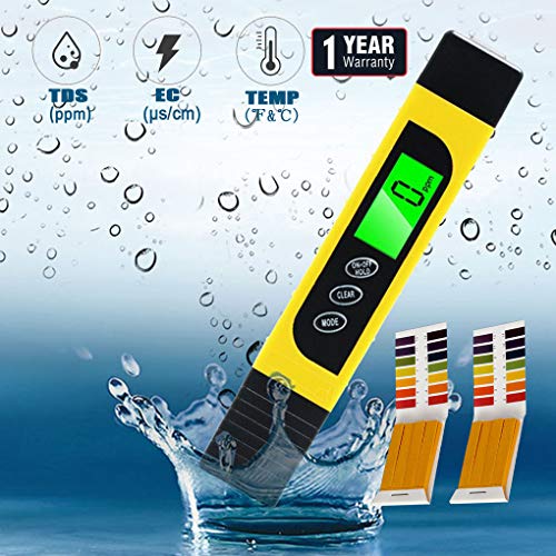 Water Tester Digital Tds Meter, EC Meter， PPM Meter and Temp Meter，2 pcs Ph Test Paper, 0-9990ppm, Portable Water Quality Tester Suitable for Home ATC Drinking Water, Spa, Aquarium - Thumbnail 7