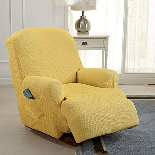 Queen Linens One Piece Stretch Recliner Slipcover, Stretch Fit Furniture Chair Recliner Lazy Boy Cover Slipcover, Estella (Beige)