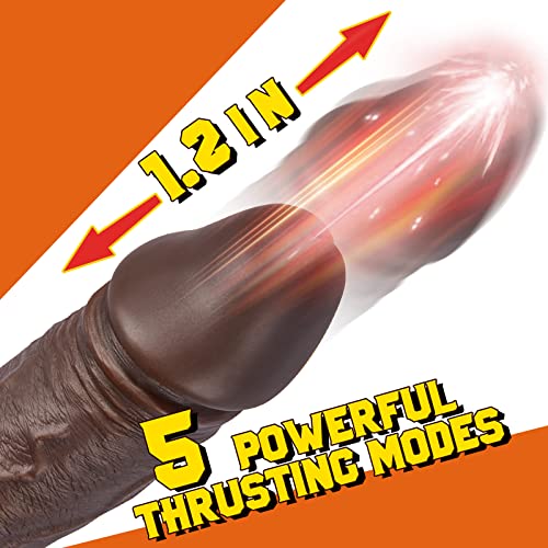 Thrusting Dildo Vibrator Sex Toy with 5 Powerful Telescopic Speeds &10 Vibrations, Black Realistic Vibrating Dildo for G-Spot Anal Stimulation, Thick Vibrating Dildo for Woman Masturbation Adult Toy