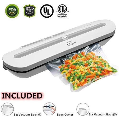Vacuum Sealer Food Saver Machine, Automatic Vacuum Sealing System with Air Suction Hose & Built-in Bag (White) - Thumbnail 7