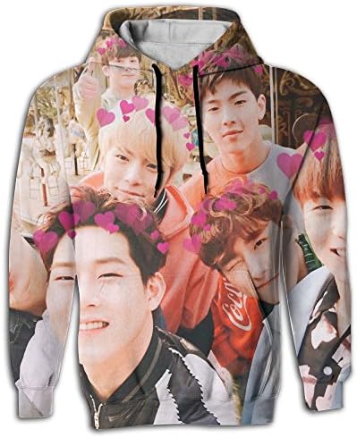 Yz Linna Unisex 3D Printed Hoodies Monsta X Pockets Hoodie Sweatshirts Plus Velvet Dazzling For Mens Womens