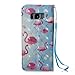 Galaxy S8 Wallet Case,Firefish Double Layer Luxury Leather Cover with Magnetic kickstand Closure Folio Cover Flip Wallet Case Card Holder and Cash Pocket for Samsung Galaxy S8 (5.8 Inch)-Blue Flamingo