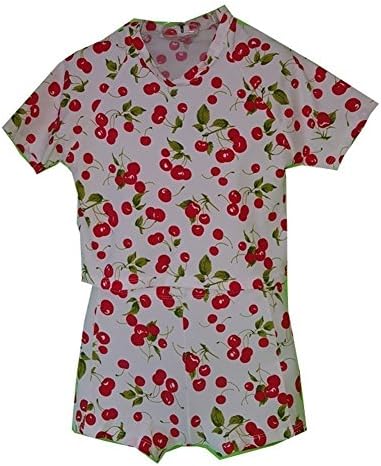 Big Girls White Red Cherry Colorful Print Rash Guard Shorts 2 Pc Set 12