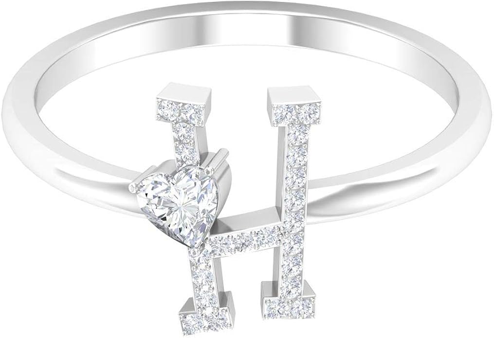 H Alphabet Ring, Gold Initial Ring, Unique Engagement Ring, 3.5 MM