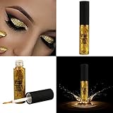 DZT1968 1PC Waterproof long-lasting Metallic Smoky Eyes Eyeshadow Waterproof Glitter Liquid Eyeliner & Eyeshadow Pen (Gold)