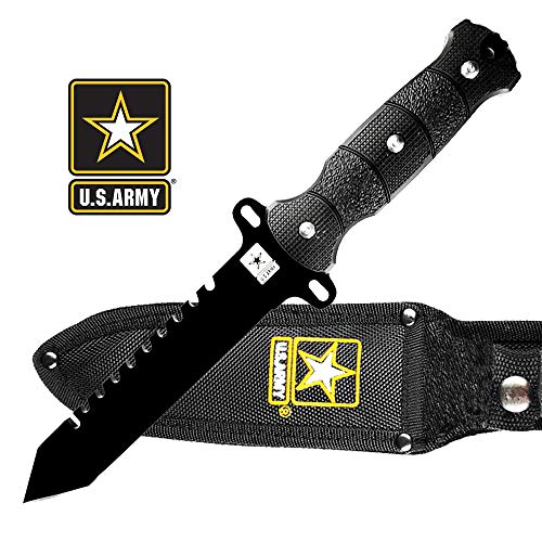 Falcon U.S.Army Licensed Military Tactical Combat Knife, with Saw-Back Spine. for Camping, Hunting, Gear Collection