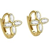 CZ Flower Cartilage Mini Hoop Earrings for Women 925 Sterling Silver Crystal Flowers Tiny Huggie Hoops Earring Wrap Cuffs Cute Jewelry Gifts Hypoallergenic