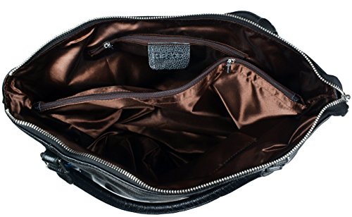 Heshe Womens Leather Vintage Handbags Top Handle Bags Totes Purse Satchels Shoulder Handbag Cross Body Bag for Ladies Large Capacity (LBlack)