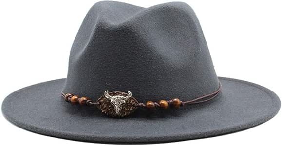 LRJTLKJ De ala ancha de algodón Fieltro Sombrero Panamá Jazz Damas