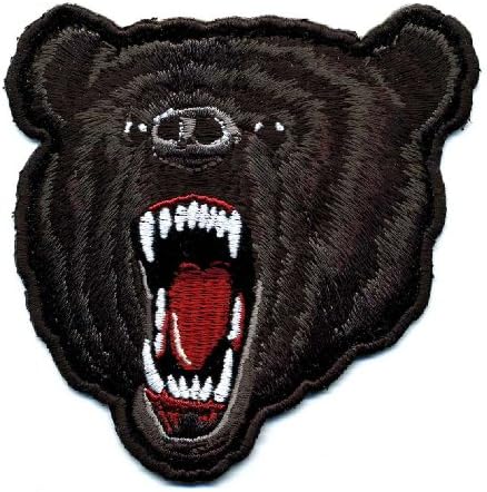 Embroidered Iron On Patch - Roaring Black Bear 4" x 3.5" Patch