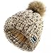 CoCo Fashion Women’s Trendy Soft Warm Wireless Bluetooth Music Beanie Pom Pom Hat with Wireless Headphone Headset Speaker Mic Hands Free for Running Skiing Skating Hiking,Christmas Gifts (Beige)