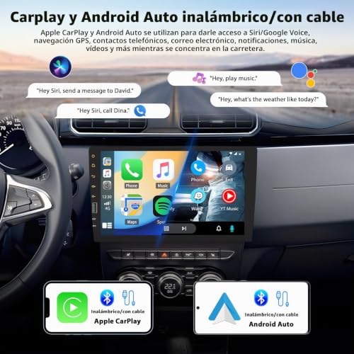 Inefala Car Radio 1 DIN with Wireless CarPlay and Android Autoradio, Car Radio Bluetooth 1 DIN, 9 Inch Touch Screen Car Radio Support Mirror Link/FM Radio/USB/Backup Camera
