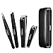 Lismile Tweezers & Nail Clippers Set w/ Leather Gift Case, Stainless Steel, Precision Slant & Point Tip Tweezers for Eyebrow/ Splinter, Fingernail & Toenail Clippers for in Growth and Thick Nails