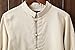 Plaid&Plain Men's Linen Cotton Mandarin Collar Roll-Up Sleeve Frog-Button Shirt 204 Cream-Coloured M