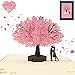 EcoToKo Valentine Day 3D Pop Up Card Fall In Love Cherry Blossom Tree Couple Handmade Romantic Greeting Card To Lover Girlfriend Wife Love Sign Birthday Anniversary Wedding Engagement