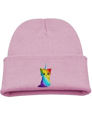 Rainbow Unicorn Cat Kid's Hats Winter Funny Soft Knit Beanie Cap, Unisex