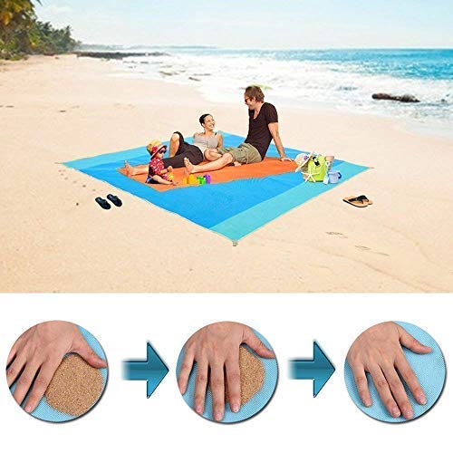 Sand Free Beach Mat/Water Resistant Sandless Blanket -Dirt & Dust Disappear,Easy to Clean,Quick Dry and Portable, Sand Proof Picnic Mat for Beaches,Parks,Camping,Family Travel Outdoor Activities