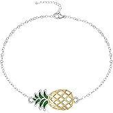 LOVGIFSET Pineapple Anklet Yellow Pineapple Anklets for Women Sterling Silver Pineapples Jewelry Beach Themed Summer Gifts Adjustable