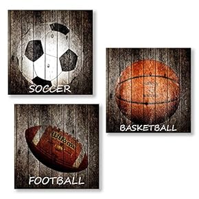 3 Panel Ball Games Pictures Home Wall for...