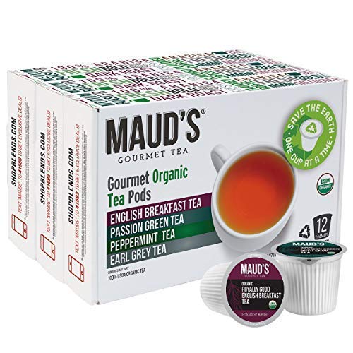 Maud's Organic Tea Variety Pack, 36ct. Recyclable Single Serve Organic Tea Pods Green Tea