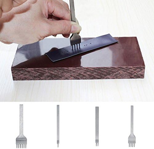 Amoure1/2/4/6 Prong Leather Craft Tools , Leathercraft Hole Punches Stitching Punch Tool , Lacing Stitching Chisel Set