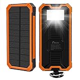 15000mAh Solar Charger F.Dorla Portable Power Bank Solar Phone Charger Waterproof Dual USB Battery Charger External Backup Battery with Flashlight for Cellphone iPhone Samsung Android iPad (Orange)