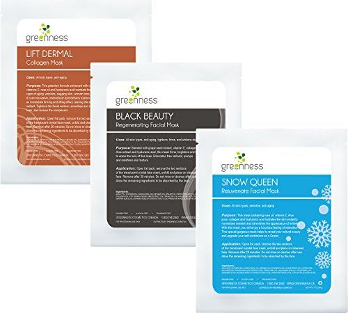 Greenness Anti-Aging Collagen Hydro Gel Sheet Beauty Mask Pack of 3-Spa Effect with Hyaluronic Acid,Vitamins E,C the best Moisturizing, Softening, Soothing,Whitening,Firming result for All Skin Types