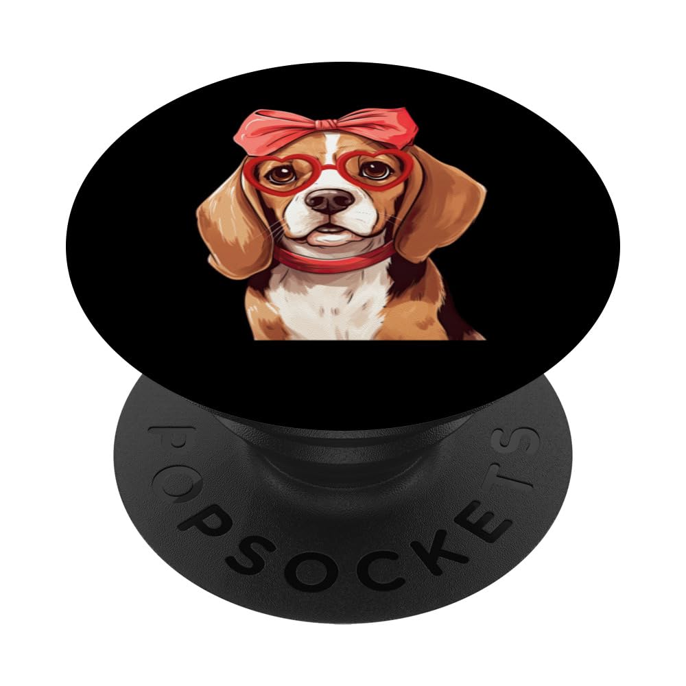 Beagle Wearing Red Glasses And Headband Bandana PopSockets Swappable PopGrip