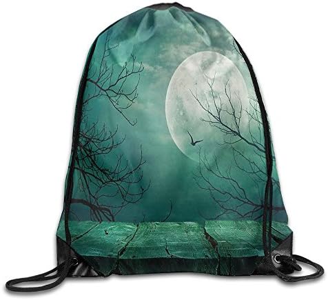 FYW Halloween Scary Dark Night Scenery From Rustic Wood Balcony At Twilight Evil Gothic Savage Fog Drawstring Bags Mountain Backpack Sport Bag For Men &amp; Women
