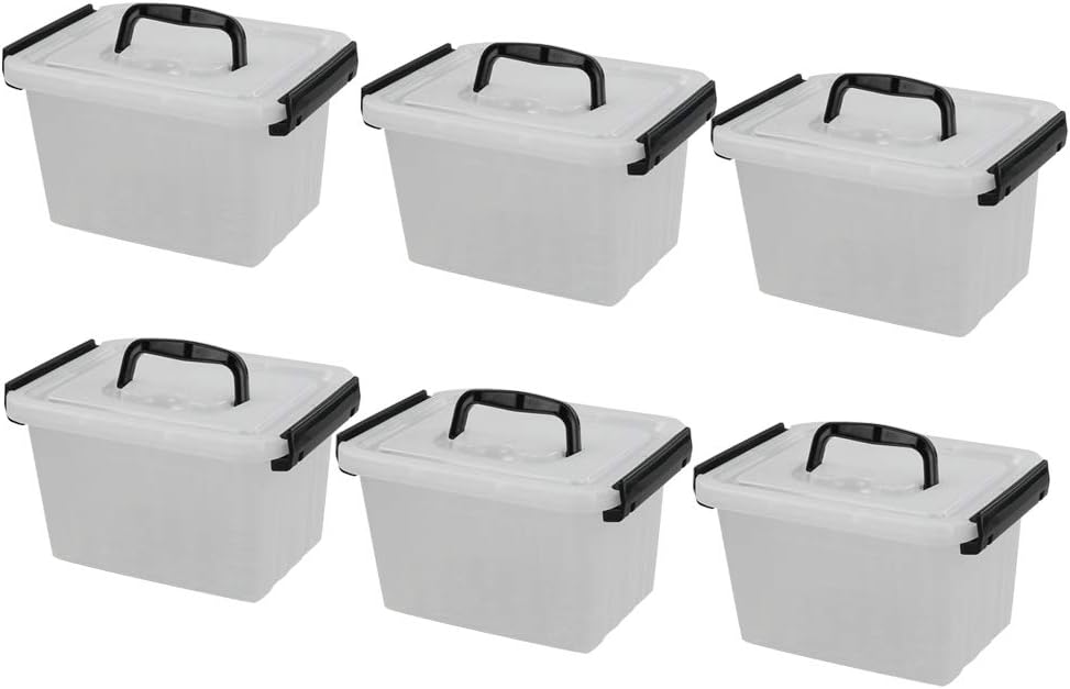 Ramddy 3.5 Quart Small Plastic Box with Handles, 6 Packs