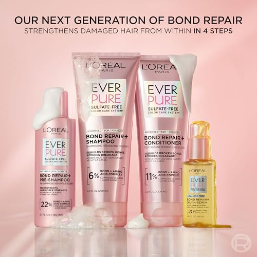 L'Oreal Paris EverPure Sulfate Free Bond Repair Pre Shampoo Treatment, Hair Repair for Colored, Bleached or Damaged Hair, 5.1 Fl Oz