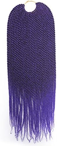 7Packs 20Inch 30Strands Small Senegalese Twists Crochet Braids TOMO Hair Ombre Synthetic Jumpo Crochet Braid Braiding Hair Extensions (T1B/PURPLE)