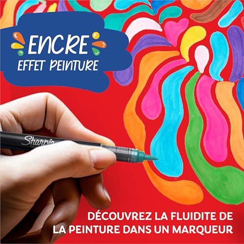 Marqueurs Créatifs feutres acrylique | Pointe pinceau | Feutres de coloriage adulte à base d’eau idéal pour coloriage mystère, scrapbooking, dessiner, etc. | Lilas | Lot de 6