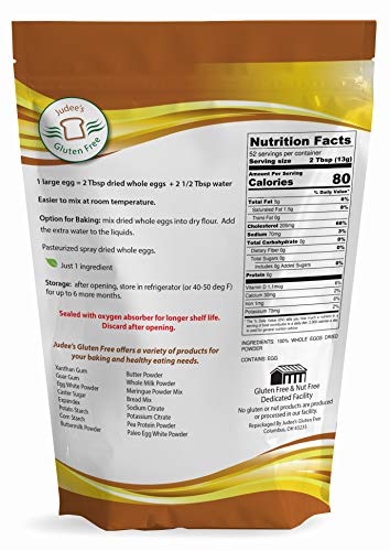 Judee's Whole Egg Powder (24 OZ -1.5 lb) (Non-GMO, Pasteurized, USA Made, 1 Ingredient, Produced from the Freshest of Eggs)(50 lb Bulk Size Available)