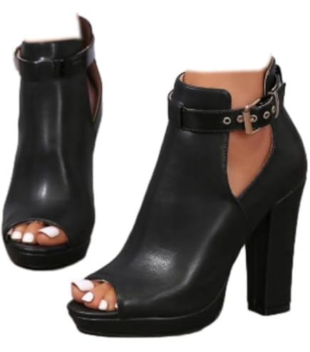 Amazon.com: SACFOF Women's Cutout Peep Toe Stacked Chunky Heels