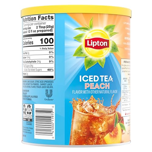 LIPTON ICED TEA MIX, PEACH SWEETENED ICED TEA, MAKES 10 QUARTS