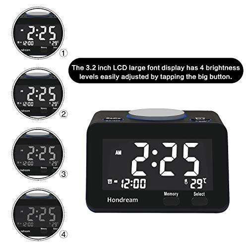 Digital Alarm Clock with Dual USB Charger, Easy Snooze, FM Radio, Large