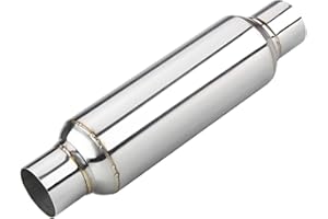 LCGP 2.5" inlet & outlet Universal Resonator, 16" Long Performance Muffler, Weld- On, Straight Through Design, Deep Tone