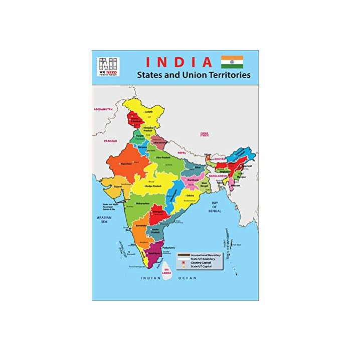 Buy VK NEED INDIA MAP STATE WITH CAPITAL WALL CHART (12X18 INCH) WITH